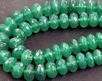 Green Onyx Faceted Rondelle Beads 9" Natural Onyx Rondelle Beads AAA+ Fine Quality Green Onyx Stone Necklace Jewelry
