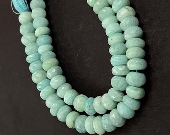 Amazonite Faceted Rondelle Beads 9" Sky Blue Amazonite Rondelle Beads 7-9mm Natural Amazonite Stone