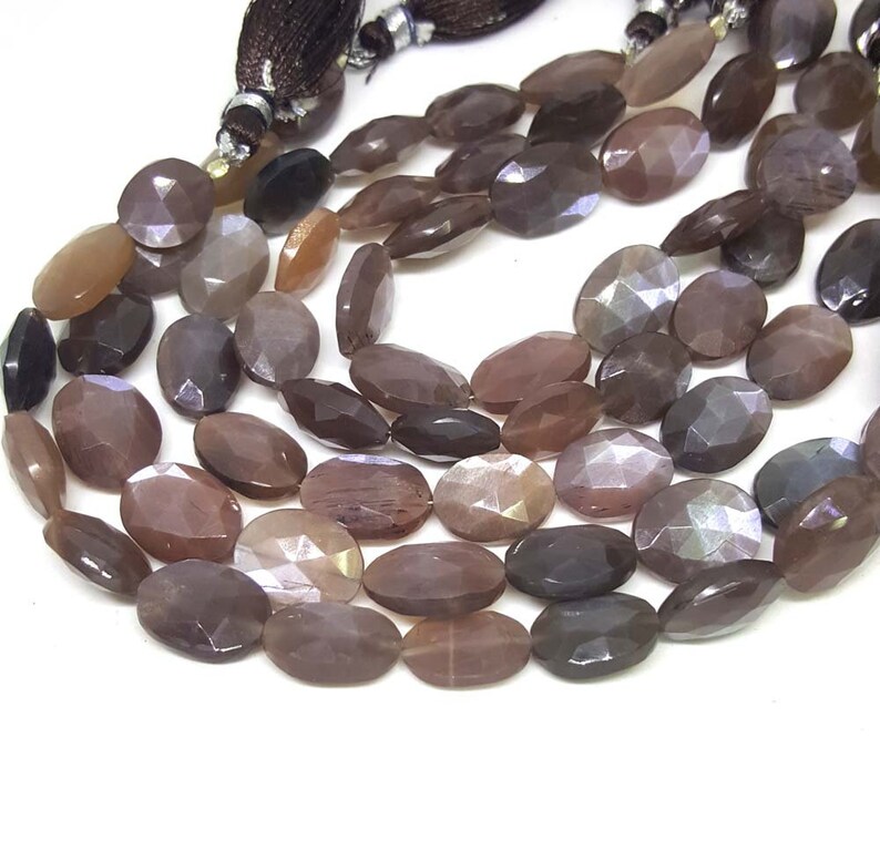 AAA Natural Brown Moonstone Faceted Oval Shape Briolettes Loose Beads 10x13-10x15mm 8strand