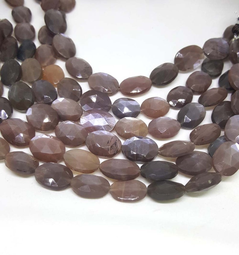 AAA Natural Brown Moonstone Faceted Oval Shape Briolettes Loose Beads 10x13-10x15mm 8strand