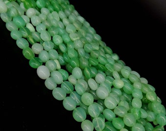 Peruvian Green Opal Smooth Nuggets Beads 16" 6-10mm Long Green Color Opal Plain Nuggets Oval Shape Briolettes