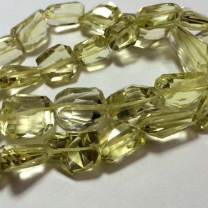 AAA natural lemon quartz faceted step cut nuggets shape 15mm-20mm 8&quot;inch strand necklace good price FREE shipping supliers