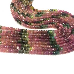 13.5&quot;inch strand Multi tourmaline faceted rondelle beads, tourmaline loose gemstone, Multi tourmaline necklace jewelry 4mm-5mm free shipping