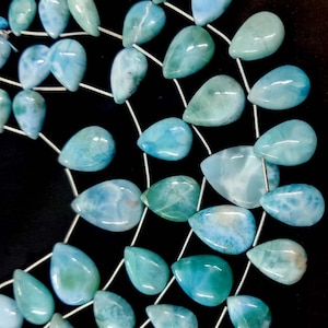 Natural Larimar Briolettes Gemstone AAA Larimar Smooth Pear Shape Beads 10x15-19x25mm