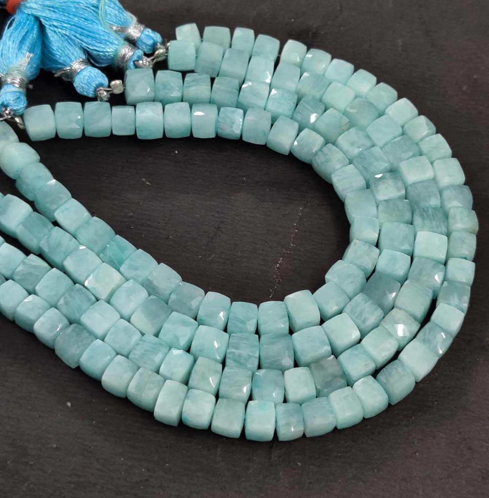 Natural Amazonite Faceted Cube Beads AAA Fine Cutting Etsy