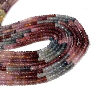 Multi Spinel Faceted Rondelle Beads AAA Spinel Rondelle Beads Natural Multi Spinel Faceted Loose Gemstone Beads Fine Quality 3-4mm image 3