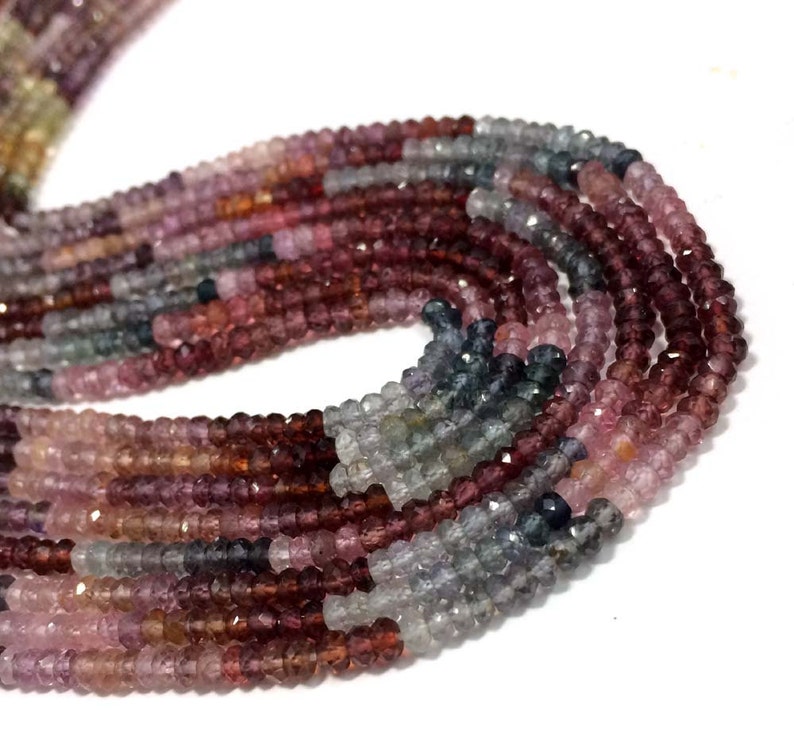 Multi Spinel Faceted Rondelle Beads AAA Spinel Rondelle Beads Natural Multi Spinel Faceted Loose Gemstone Beads Fine Quality 3-4mm image 3