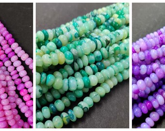 Opal Smooth Rondelle Beads AAA Pink Green Purple Opal Plain Rondelle Beads Fine Quality Opal Stone Beads Necklace