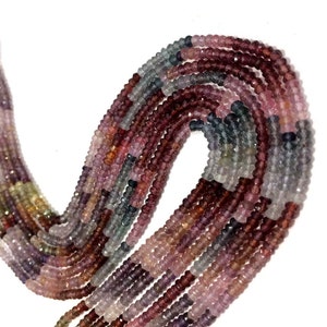 Multi Spinel Faceted Rondelle Beads AAA Spinel Rondelle Beads Natural Multi Spinel Faceted Loose Gemstone Beads Fine Quality 3-4mm image 2