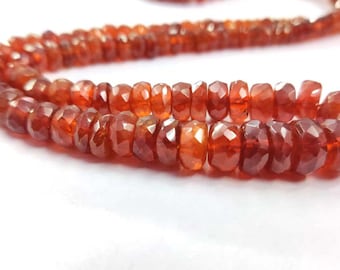 Hessonite Garnet Faceted Rondelle Beads 14" Natural Hessonite Garnet Rondelle Beads 5-10mm Garnet Gemstone Beads Necklace