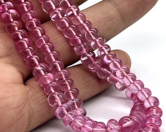 Pink Topaz Rondelle Beads Pink Topaz Smooth Rondelle Natural Topaz Plain Rondelle Beads Topaz Stone