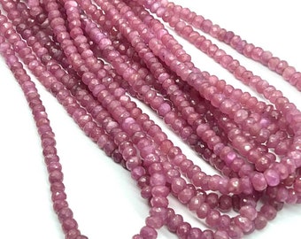 Pink Sapphire Faceted Rondelle Beads 16" Natural Sapphire Rondelle Beads 3-5mm Good Quality Pink Sapphire Necklace