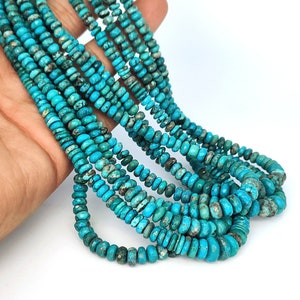 Natural Blue Turquoise Gemstone Beads AAA+ Arizona Turquoise Faceted Rondelle Beads 4-9mm 16&quot; Turquoise Stone Necklace Jewelry