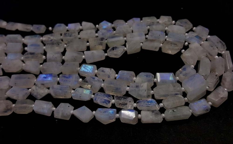 AAA AAA Grade Natural Gemstone Blue Flash Stone 15strand Natural Rainbow Moonstone Leaser Cut Faceted Nuggets Shape Beads 10-15mm