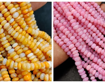 Opal Smooth Rondelle Beads AAA Pink Orange Opal Plain Rondelle Beads Fine Quality Opal Stone Beads Necklace