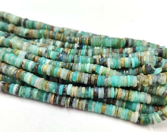 Natural Peruvian Opal Smooth Tyre Shape Beads AAA+ Blue Opal Plain Heishi Tyre Natural Opal Stone Smooth Beads 16"