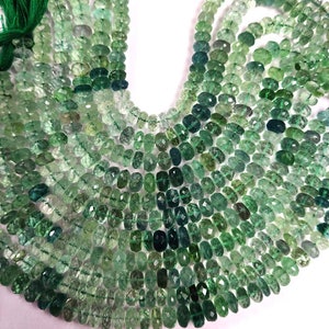 Green Fluorite Faceted Rondelle Beads 7-9mm, Fine Quality Fluorite Rondelle Beads 8&quot; Natural Fluorite Beads