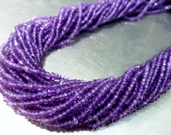 5 strand of AAA quality Amethyst micro faceted rondelle beads13.5"inches 2.5mm-3mm or 3mm-4mm