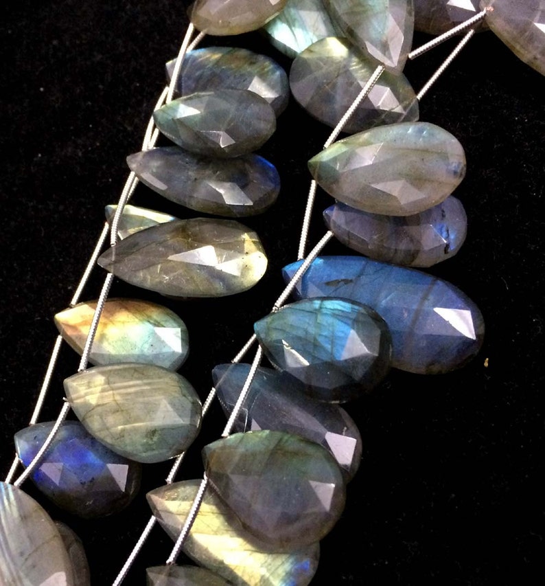Labradorite faceted pear shape briolettes loose gemstone big size beads 14x20mm-15x25mm AAA labradorite stone necklace 10 pecs