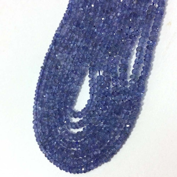 AAA Tanzanite faceted rondelle loose gemstone beads 13"inch strand wholesale price tanzanite necklace