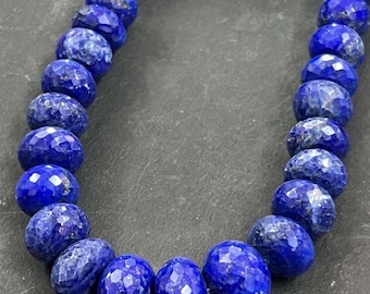 Blue Lapis Lazuli Rondelle Loose Beads AAA+ Fine Cut Lapis Faceted Rondelle Beads Natural Lapis Beads Jewelry Necklace