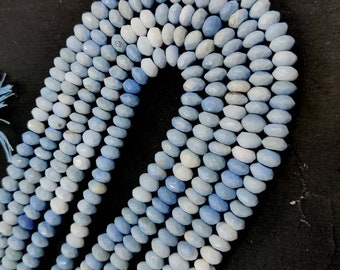 Shaded Blue Opal Faceted Rondelle Beads 6-7mm AAA Opal Button Shape Beads 8" Peruvian Opal Gemstone For Making Jewelry Necklace