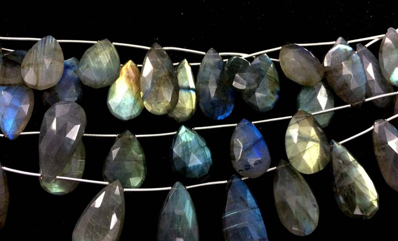Labradorite faceted pear shape briolettes loose gemstone big size beads 14x20mm-15x25mm AAA labradorite stone necklace 10 pecs