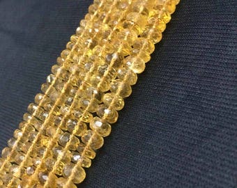 AAA natural citrine faceted rondelle beads 8"inch strand, citrine beads 8-9mm, citrine stone