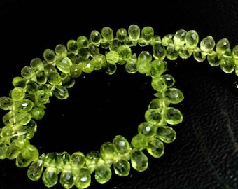 Peridot Faceted Tear Drops Briolettes- 8&quot; Strand -Stones measure-3mmx6mm(approx)
