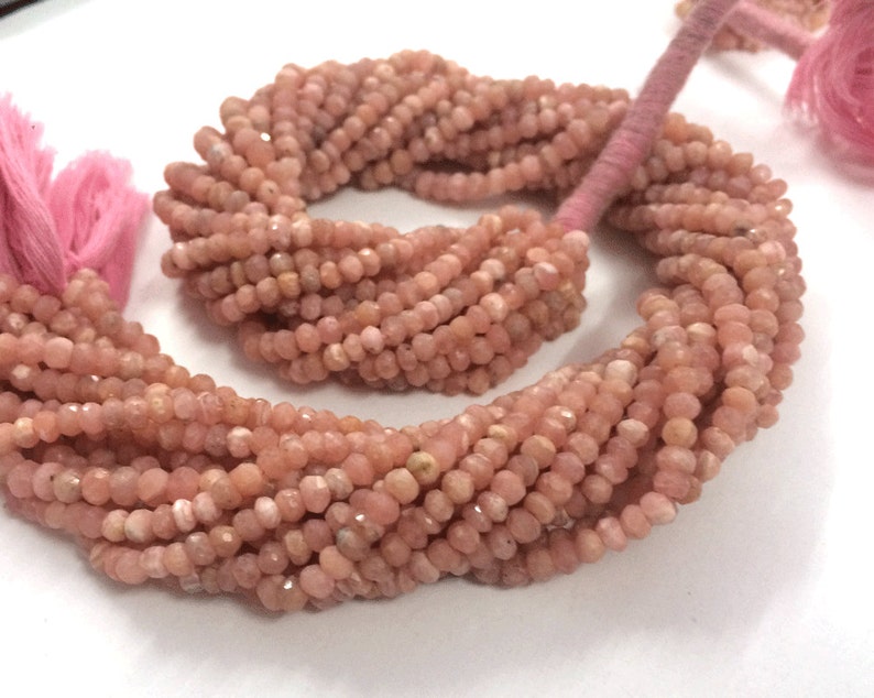 AAA quality Rhodochrosite faceted rondelle loose gemstone beads 13.5inch strand wholesale price image 1