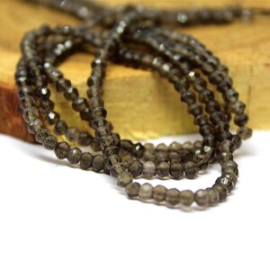 5 Strand Brown Smoky Quartz Gemstone Beads / Natural Smoky Quartz Faceted Rondelle Loose Beads / Brown Color Gemstone