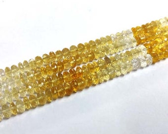 Yellow Citrine Gemstone Beads Citrine Faceted Rondelle Beads Shaded Citrine Gemstone AAA 8" 7-9mm AAA+ Super Fine Quality