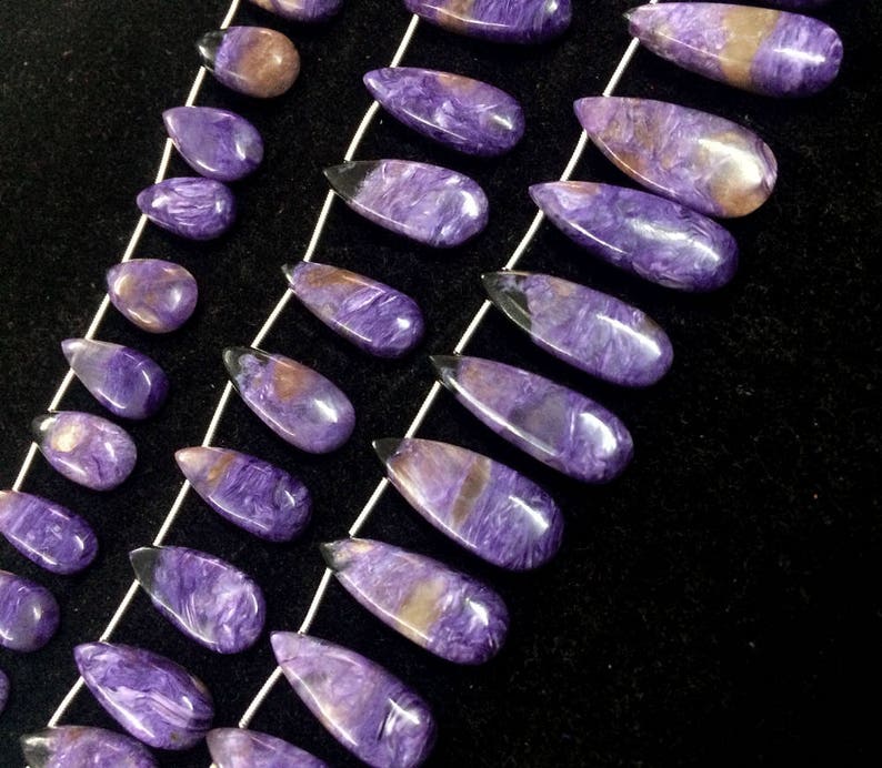 Natural rare Charoite smooth pear beads AAA charoite stone charoite loose gemstone necklace jewelry