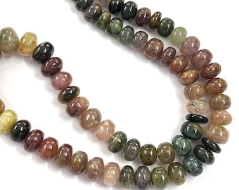 Multi Tourmaline Plain Rondelle Beads 8-10mm Natural Tourmaline Smooth Rondelle loose beads 20" Necklace Tourmaline Stone