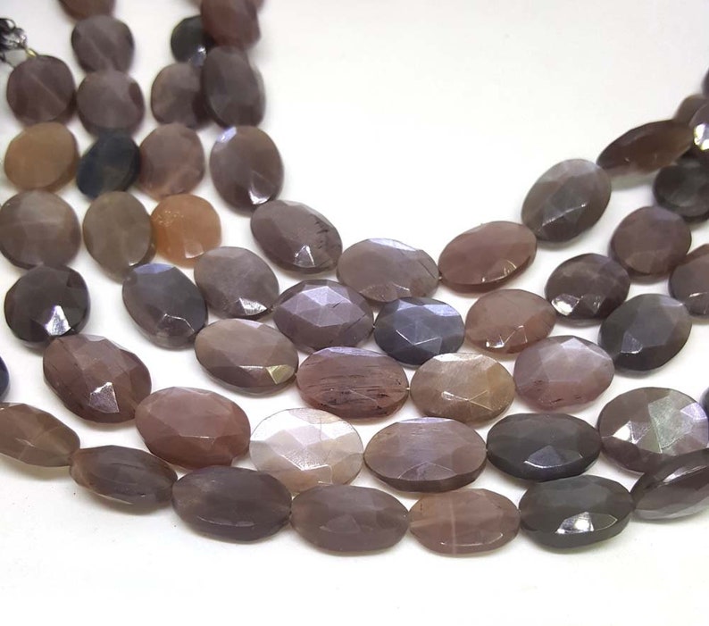 AAA Natural Brown Moonstone Faceted Oval Shape Briolettes Loose Beads 10x13-10x15mm 8strand