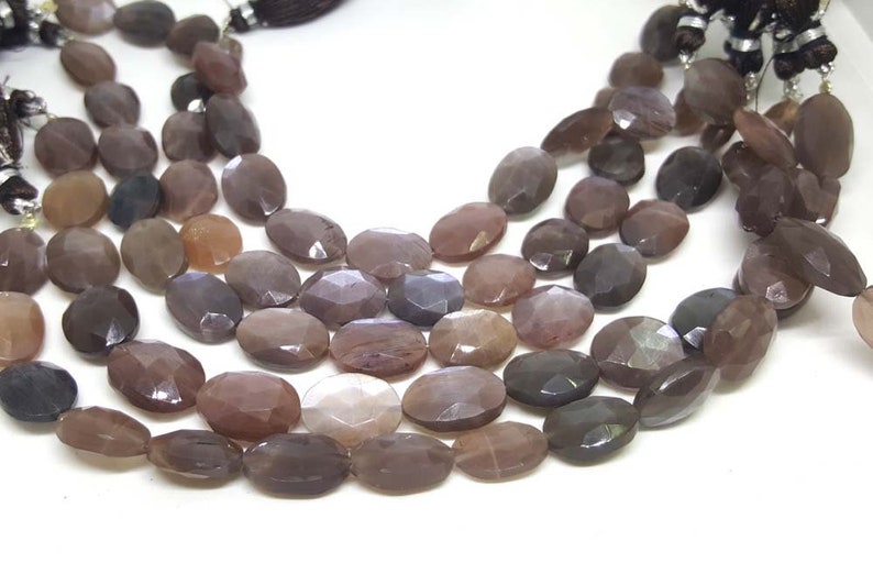 AAA Natural Brown Moonstone Faceted Oval Shape Briolettes Loose Beads 10x13-10x15mm 8strand