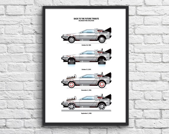 Tribute Art Work Print Of DeLorean DMC-12 Back To The Future Blueprint