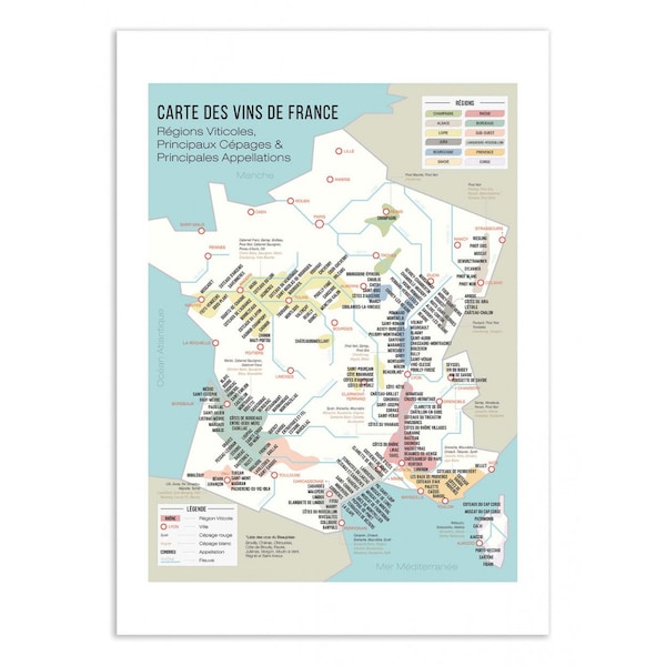 Art-Poster - Carte des vins de France - Frog Posters