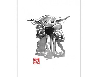 Art-Poster - Baby Yoda - Pechane Sumie