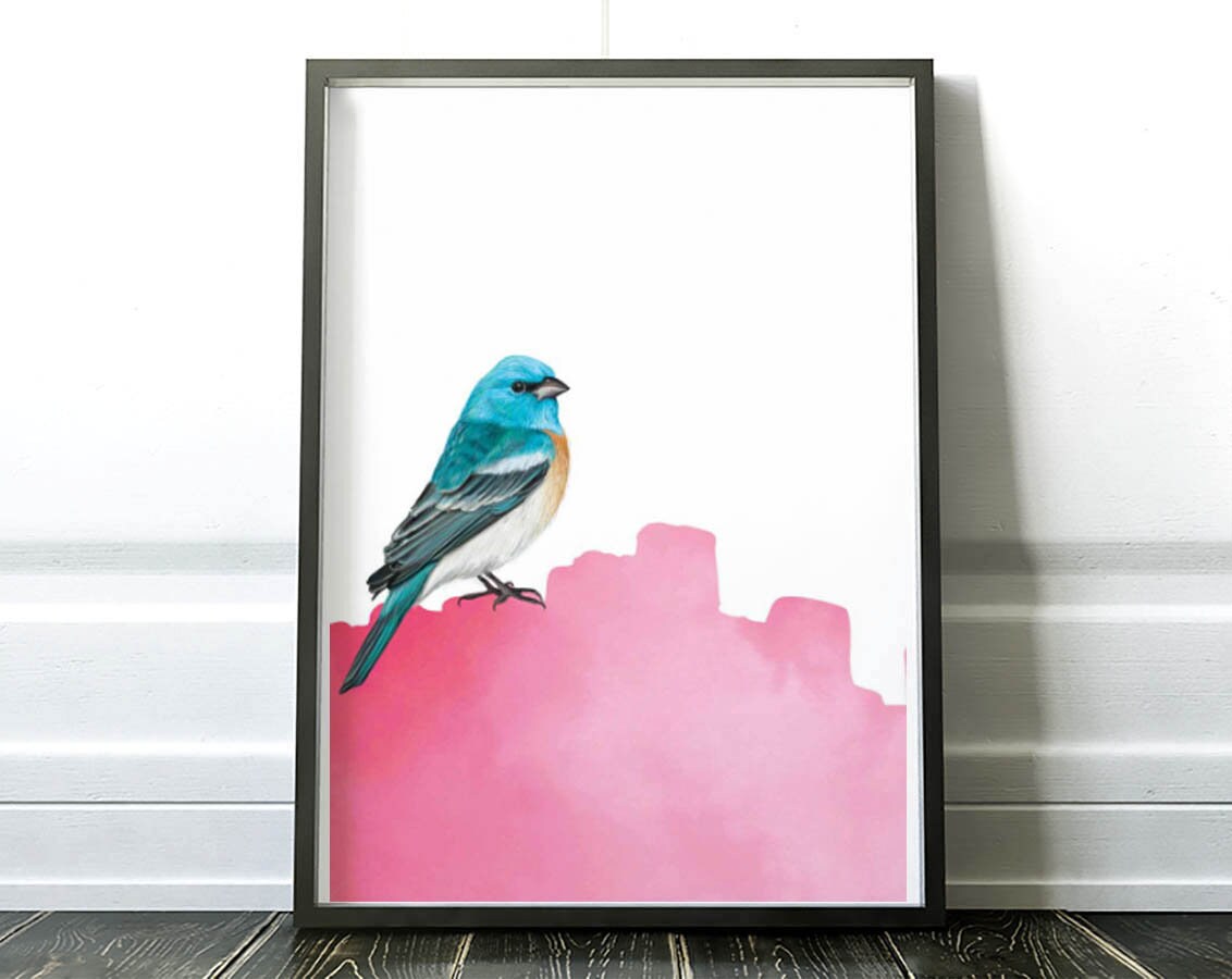 Art-Poster - Bird Pink Seven Trees