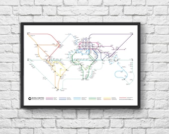 Art-Poster 50 x 70 cm - World Metro Map