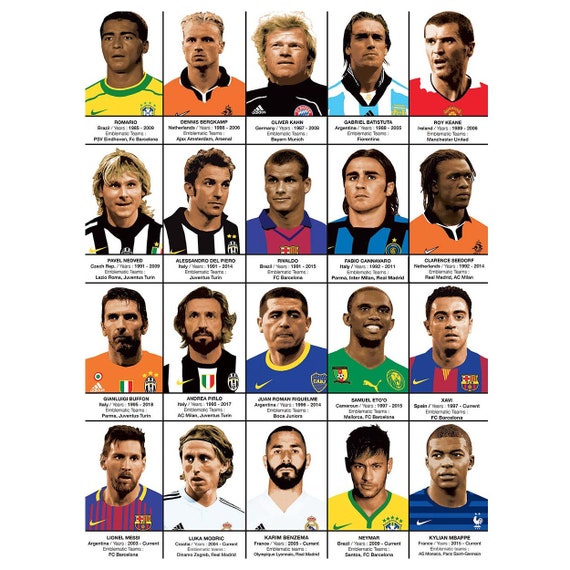 Art poster 50 X 70 Cm Legendary Football Players Olivier