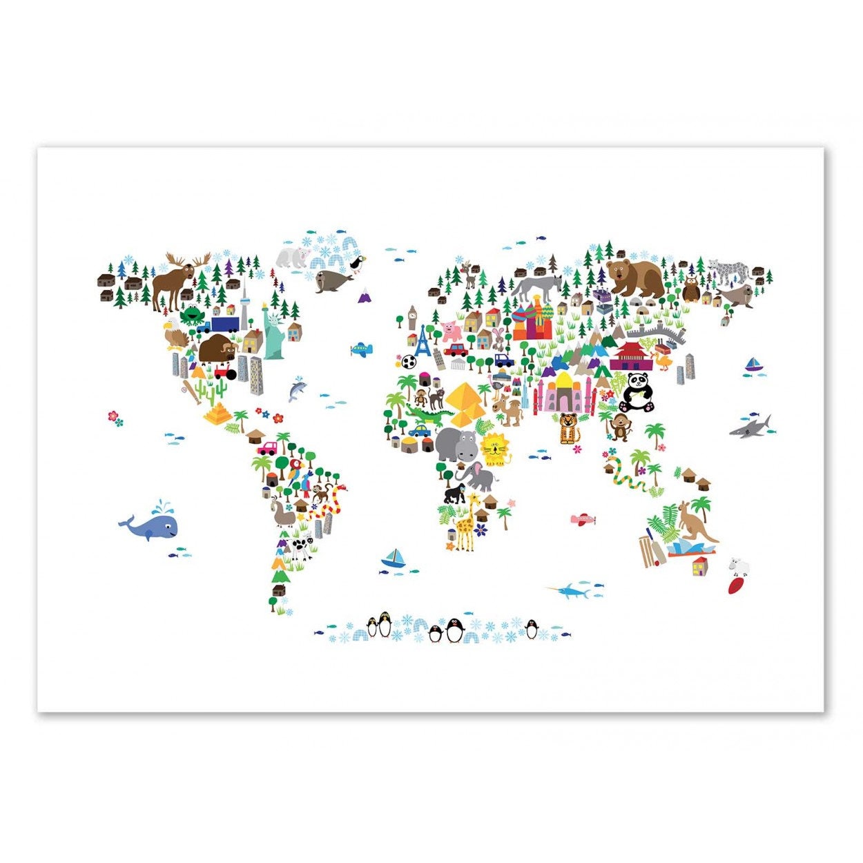 Art-Poster - Animal World Map Michael Tompsett