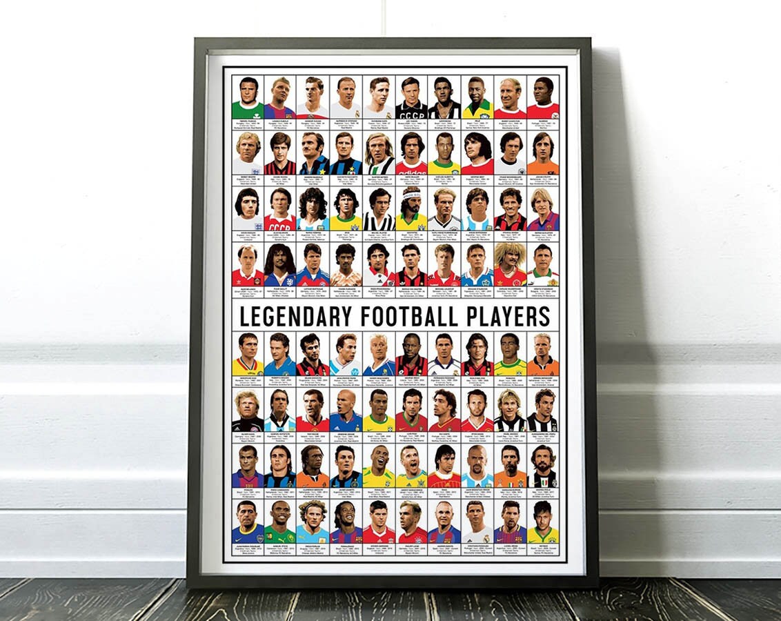 Art-Poster 70 X 100 cm - Legendary Football Players Olivier Bourdereau
