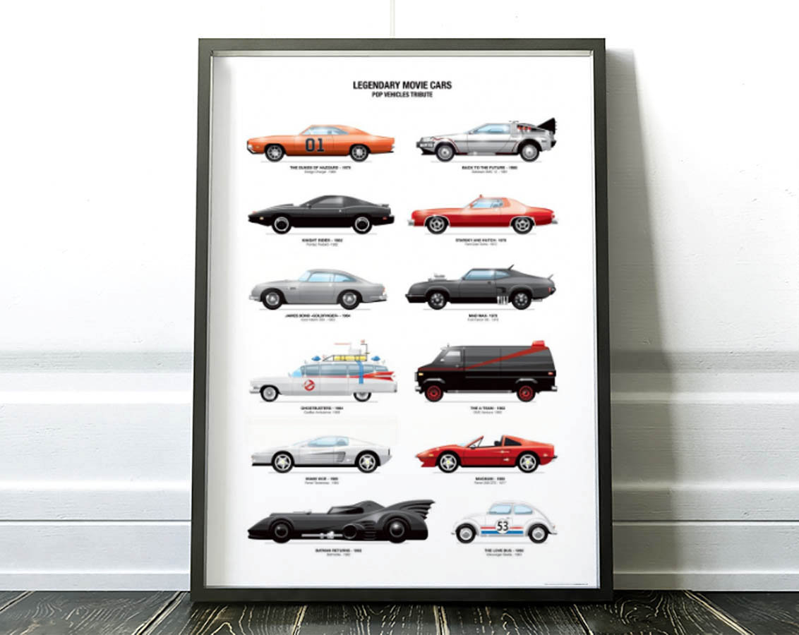 Art-Poster - Legendary Movie Cars Olivier Bourdereau