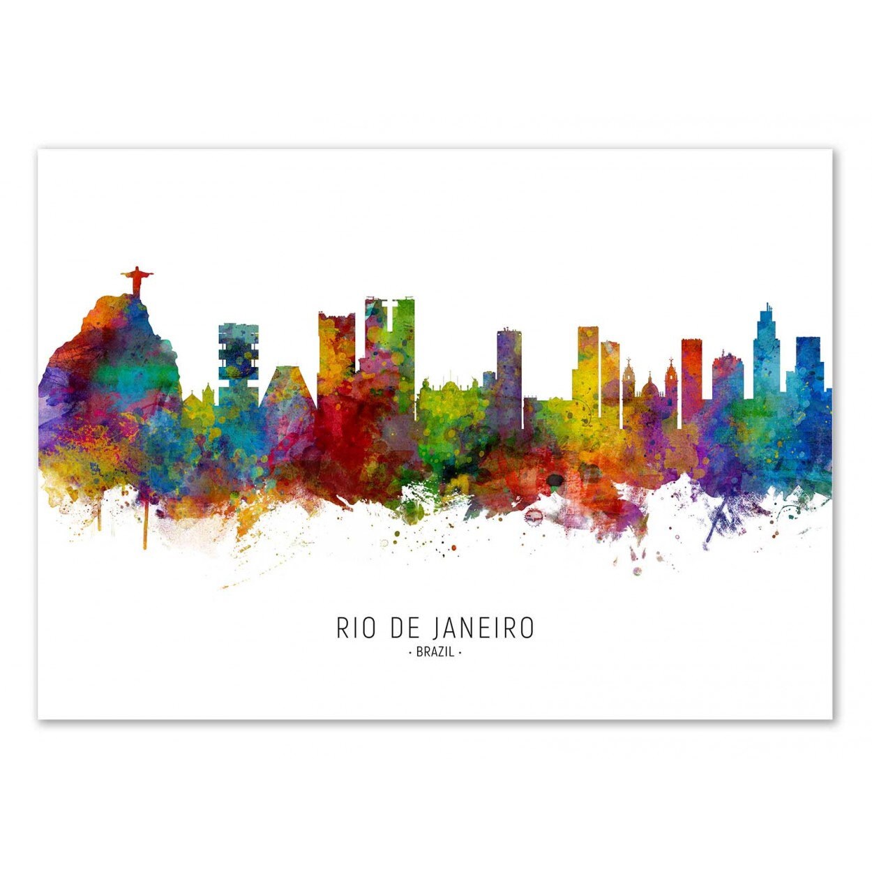 Art-Poster - Rio de Janeiro Brazil Skyline | Colored Version Michael Tompsett
