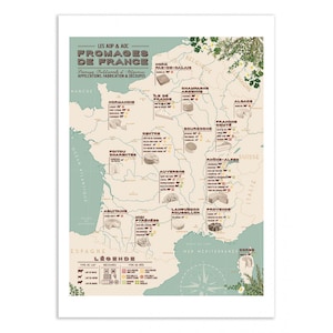 Art-Poster - Carte des fromages de France - Frog Posters