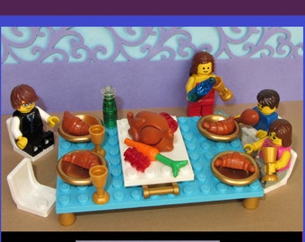 Turkey Dinner Banquet Set **A Four Course Meal ***  * Thanksgiving Christmas Feast * ***(No Minifigures Included)*** Made with Lego Bricks