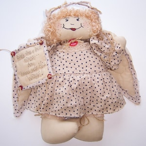 Clara The Guardian Angel, Collectible, Country Primitive Doll, Wonderful Life, Quilted