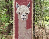 small wall hanging reclaimed wood Alpaca painting gifts original farm animal alpaca farmhouse décor wood art hand painted